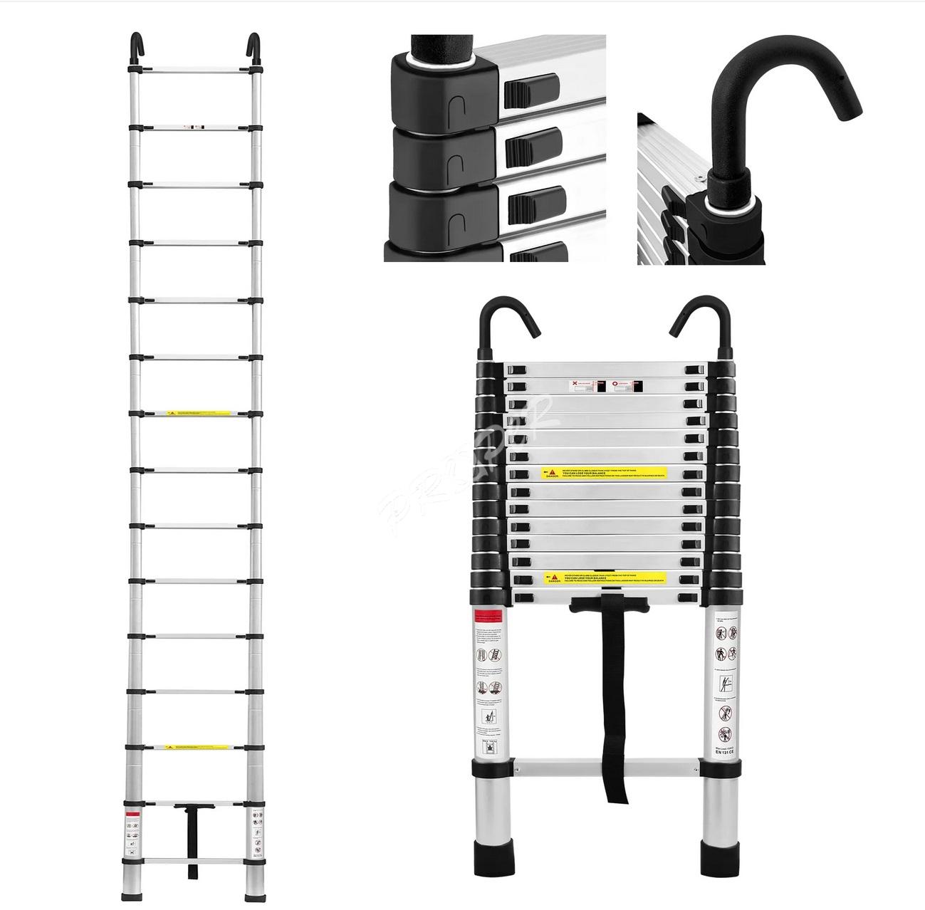 Rebrík AL teleskopický PROFESIONAL 5,8m s hákom PROPER.SK