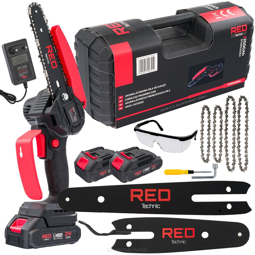 Píla reťazová AKU 21V 2000mAh Li-Ion RED TECHNIC RTMPA0064